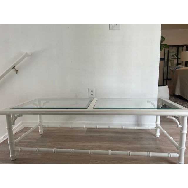 Chinoiserie 1970s Lane Alta Vista Faux Bamboo Coffee Table High Gloss Finish For Sale - Image 3 of 8