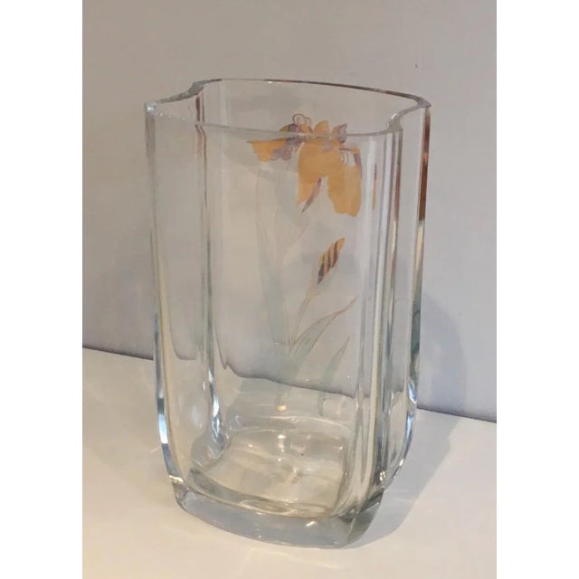 Transparent Circa 1970 French Glass & Gilt Flower Vase For Sale - Image 8 of 11