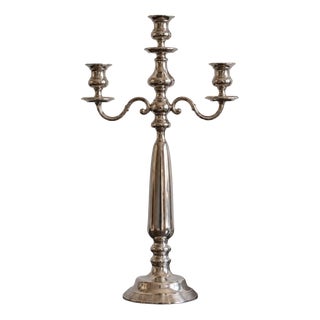 Large Three-Arm Stainless Steel Candelabrum, 1990s For Sale