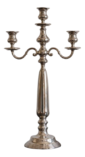 Large Three-Arm Stainless Steel Candelabrum, 1990s