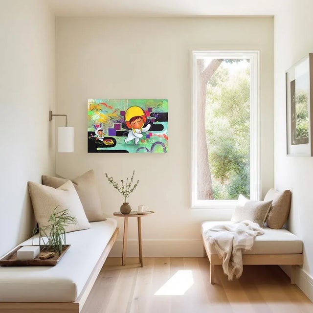 Textile Indak - Colorful Vibrant Whimsical Contemporary Mixed Media Figurative Original Artwork by Melanie Tiongson For Sale - Image 7 of 8