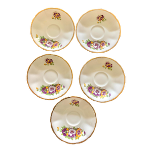 Vintage Jason Bone China Saucers, Made in England- Set of 5
