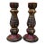 Vintage Hand-Carved Polychrome Wood Candle Holders – Pair For Sale