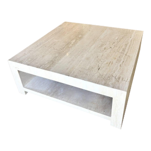 Modern Mid Century Style Travertine Coffee Table