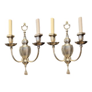 1900s Caldwell Silver Plated Sconces 2 Lights For Sale