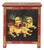 Tibetan Oriental Black Red Foo Dogs Lions End Table Nightstand For Sale