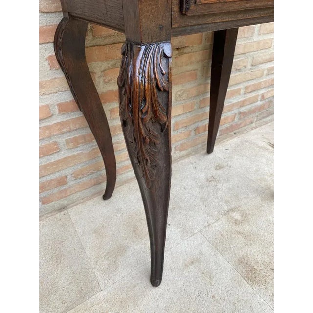 Brown French Carved Walnut Side Table, 1940s For Sale - Image 8 of 12