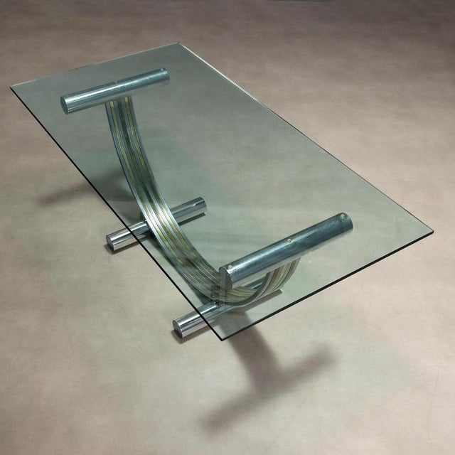 Vintage Table in Metal and Crystal by Renato Zevi, 1970s For Sale - Image 9 of 11