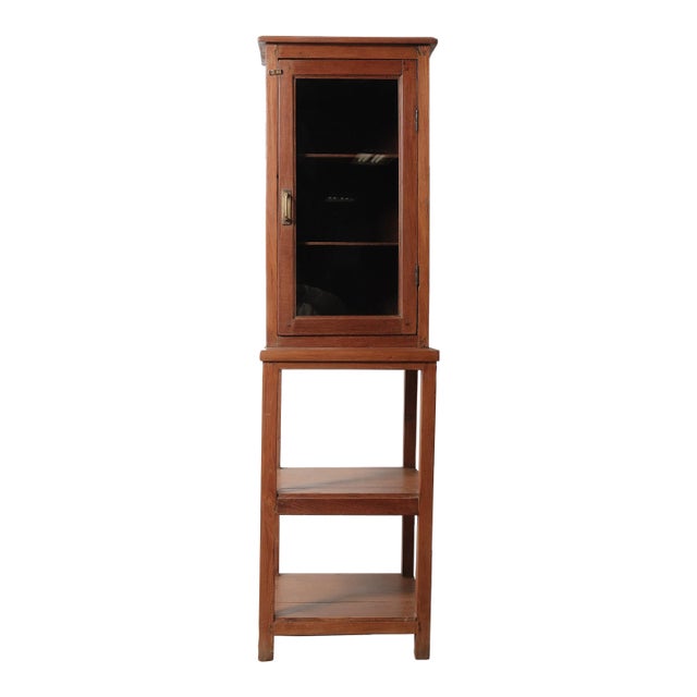 Wooden Glass-Front Open Base Display Cabinet For Sale