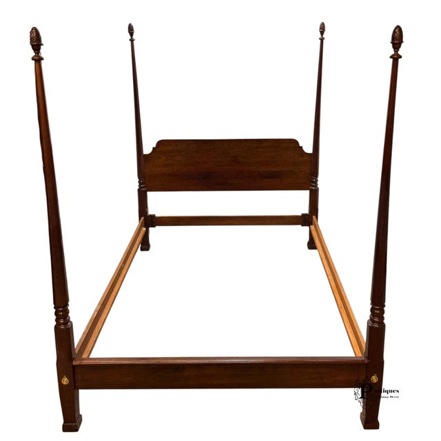 Vintage Jamestown Sterling Chippendale Style Mahogany Queen Size Four Poster Bed For Sale In Greensboro - Image 6 of 10
