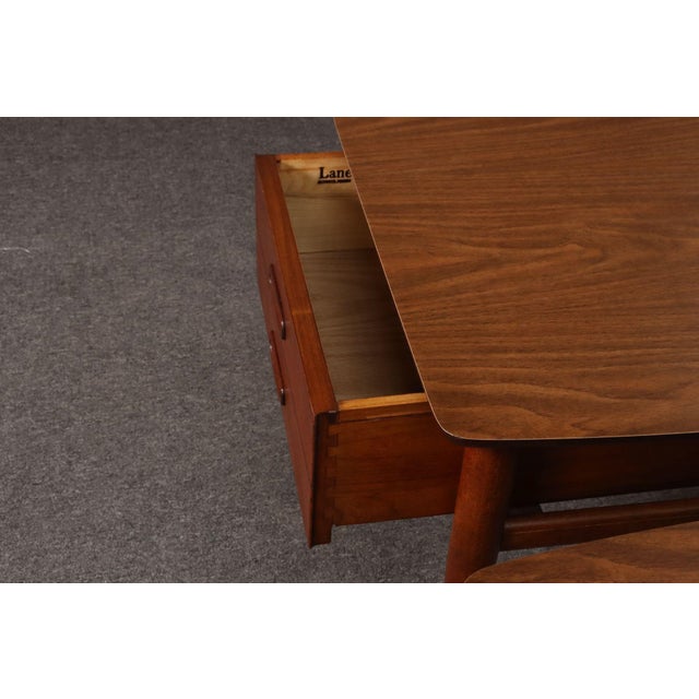Pair of Vintage Laminate and Walnut Single-Drawer Nightstands / End Tables by Lane For Sale - Image 14 of 18