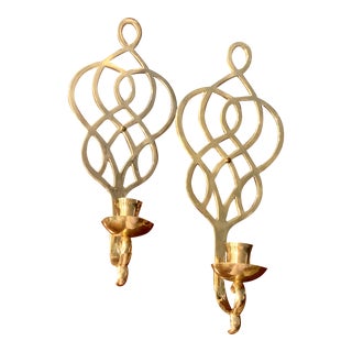 1960s Brass Candle Sconces - a Pair For Sale