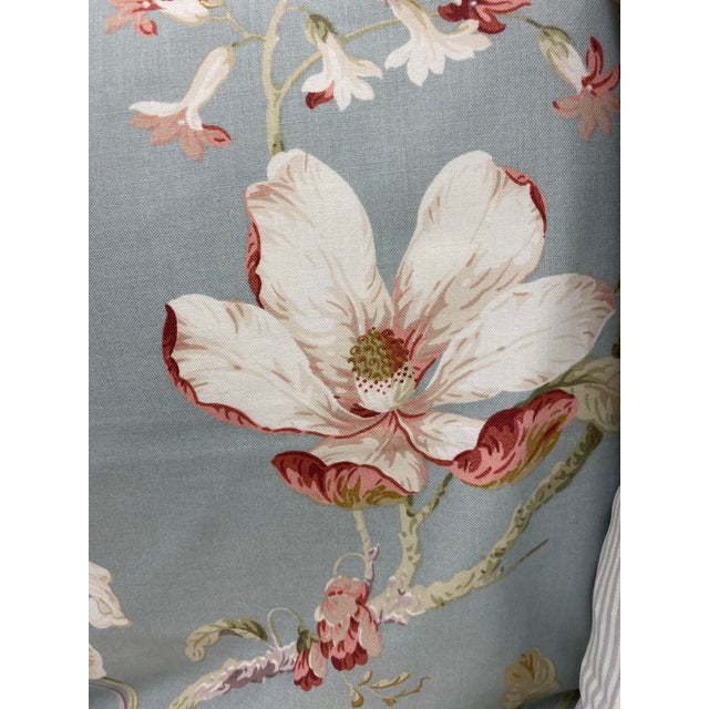Shabby Chic Pair of 22" Square Pillows With Lilly, Carnation & Japanese Magnolia Floral Print - Made in Uk. For Sale - Image 3 of 8