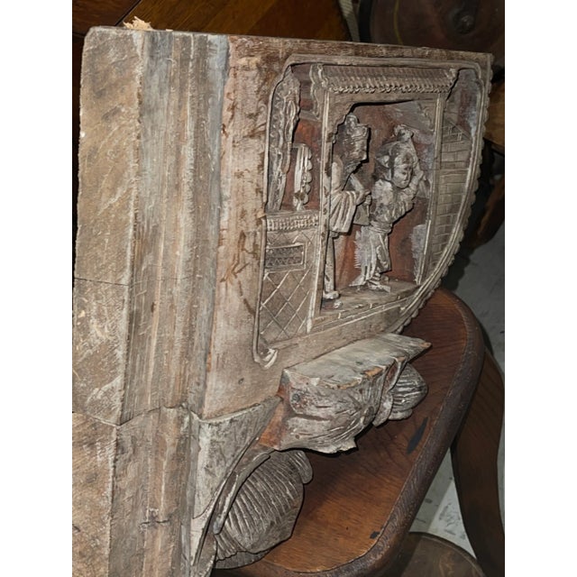 Absolutely stunning detail in this hand carved wooden architectural piece. Most likely came from an ancient temple and...