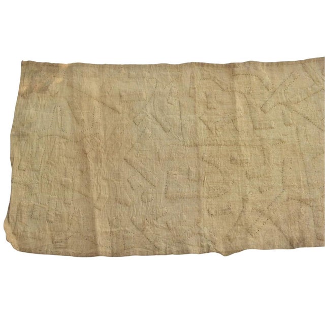 Early 20th Century Kuba Royal Appliquéd Raffia Textile 132x23 Inch For Sale - Image 9 of 11