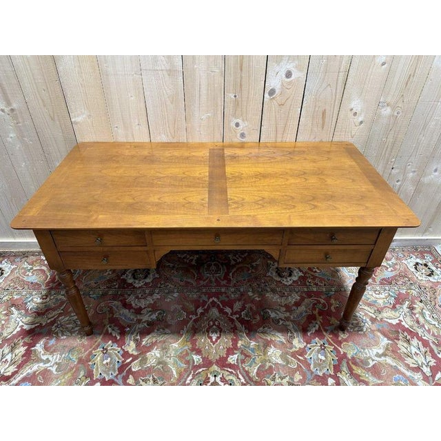 Louis Philippe Style Flat Desk in Cherrywood For Sale - Image 3 of 9