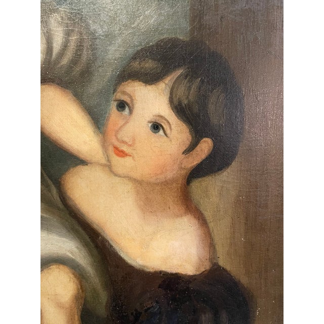 19th Century American Art Oil Painting of Three Girls For Sale - Image 11 of 13