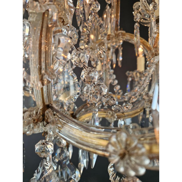 1920s Art Nouveau Maria Theresa Crystal Chandelier Lustre Brass Glass Antique For Sale - Image 11 of 11