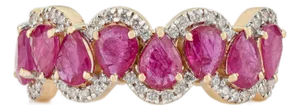 14k Yellow Gold 1.91ct Pear Ruby & Diamond Contemporary Cocktail Ring Size 4