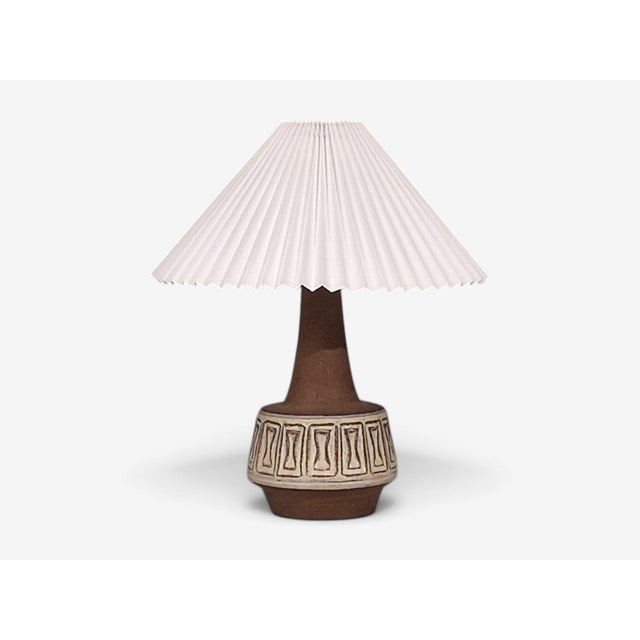 Mid-Century Modern 1960s Mid-Century Modern Helge Bjufstrøm, Large Table Lamp, Brown Stoneware For Sale - Image 3 of 10