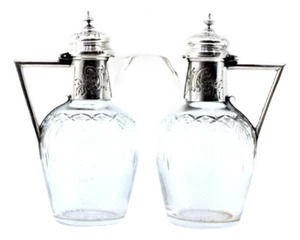Wine Jugs in Cut Glass, Set of 2