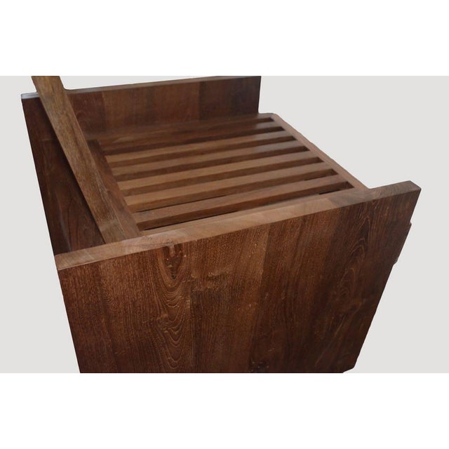 2010s Andrianna Shamaris Minimalist Teak Wood Spa Chair For Sale - Image 5 of 6