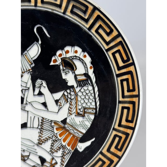 Classical Roman Late 20th Century Handmade Greek Decorative Plate - Achilles & Patroclus Scene For Sale - Image 3 of 5