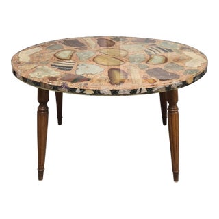 Vintage Semi-Precious Stones Lucite Encased Coffee Table Folk Art Boho Chic Mid-Century MCM For Sale