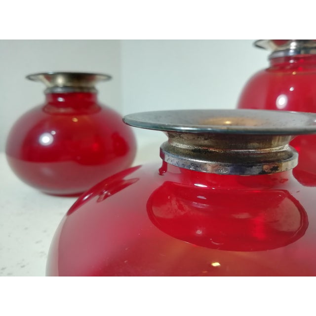 1980s Ruby Red Murano Glass Vases, Italy, 1980s, Set of 3 For Sale - Image 5 of 10