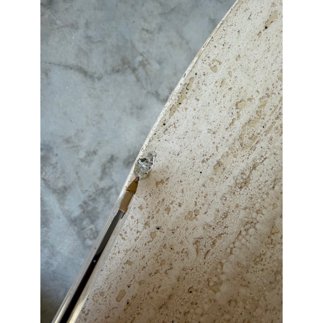 Vintage Tulip Metal Base Dining Table With Italian Travertine Top – Outdoor For Sale - Image 11 of 12