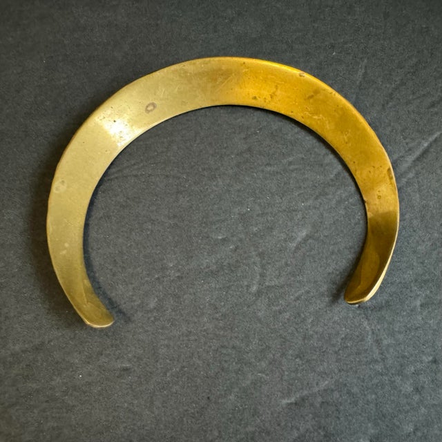 Metal Vintage Solid Brass Collar Torque Necklace Choker Neck Cuff Boho Egyptian Revival Textured For Sale - Image 7 of 11