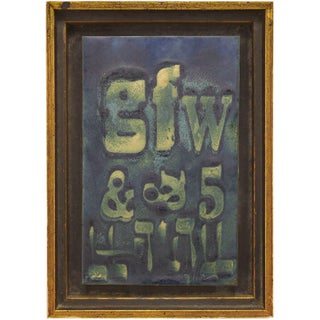 George F Welch,ypeface, Hebrew Font and Numbers Enamel Judaica Art Plaque For Sale