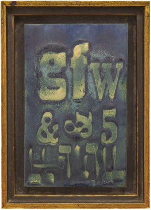 George F Welch,ypeface, Hebrew Font and Numbers Enamel Judaica Art Plaque