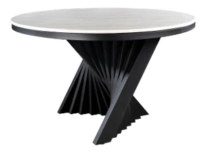 Modern Black Waterfall Marble Top Dining Table