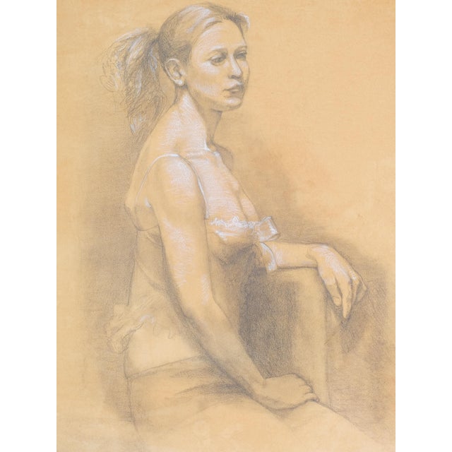 Beautiful detailed original female portrait drawing, on textured drawing paper. Artwork is by Tim Holland.