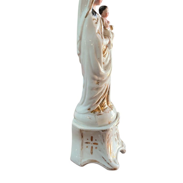Antique French Vieux Paris Madonna and Child For Sale - Image 4 of 8