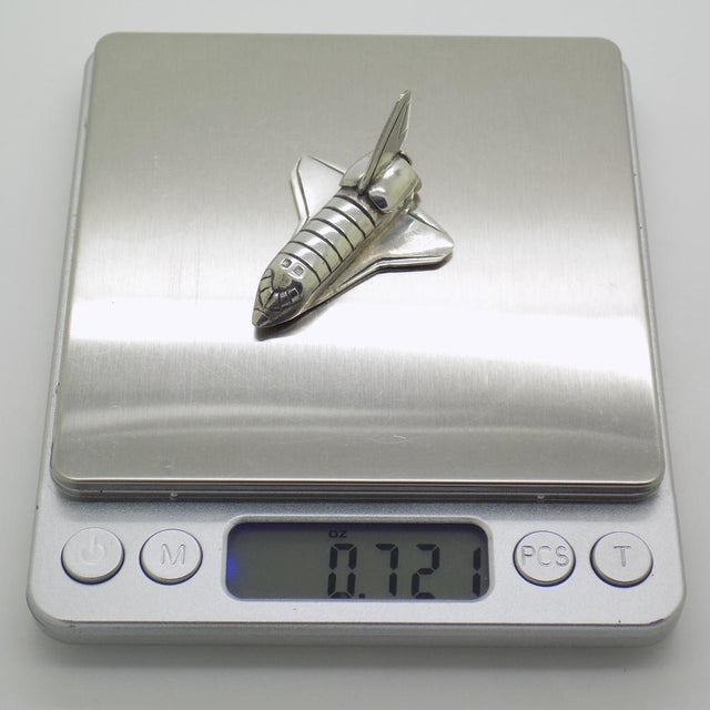 Vintage Italian Handmade Sterling Silver Shuttle Spaceship Figurine, 1980s For Sale - Image 9 of 11