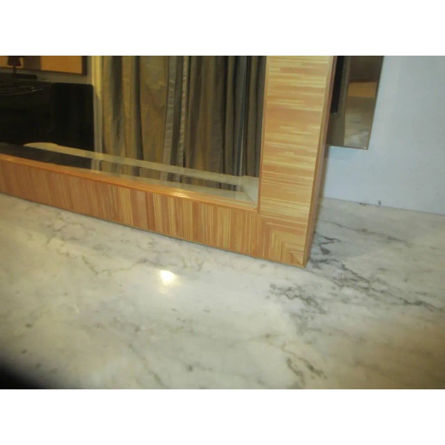 Bespoke Straw Marquetry Mirror For Sale - Image 4 of 7
