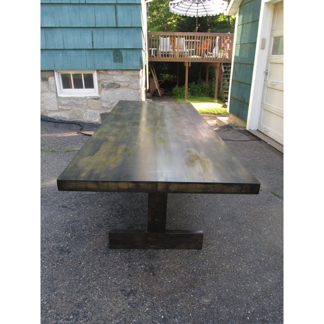 Mid Century Trestle Style Dining Table Table, Eight Feet Long For Sale - Image 4 of 11