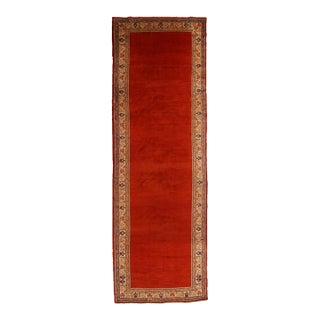 Vintage Mahal Red and Beige Wool Persian Runner With Open Field by Rug & Kilim For Sale