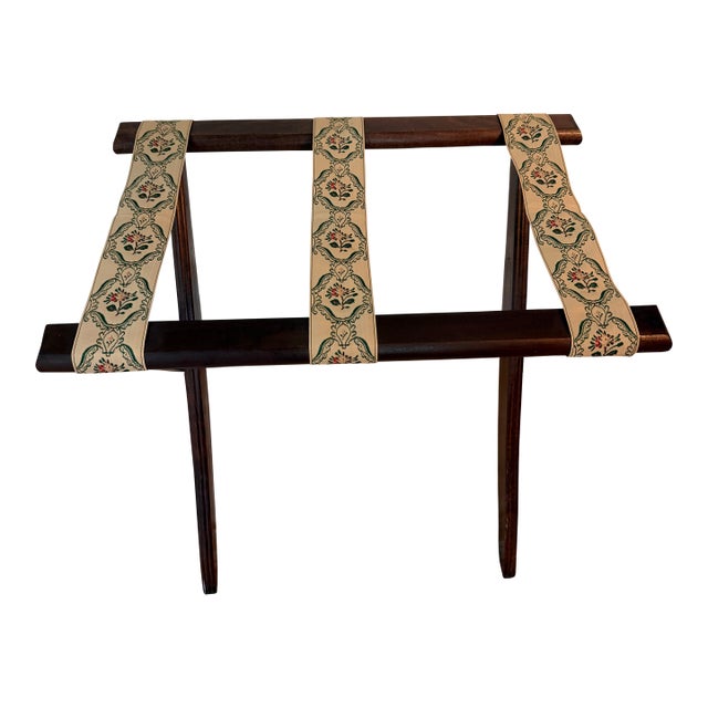 Folding Luggage Rack With Floral Jacquard Straps For Sale