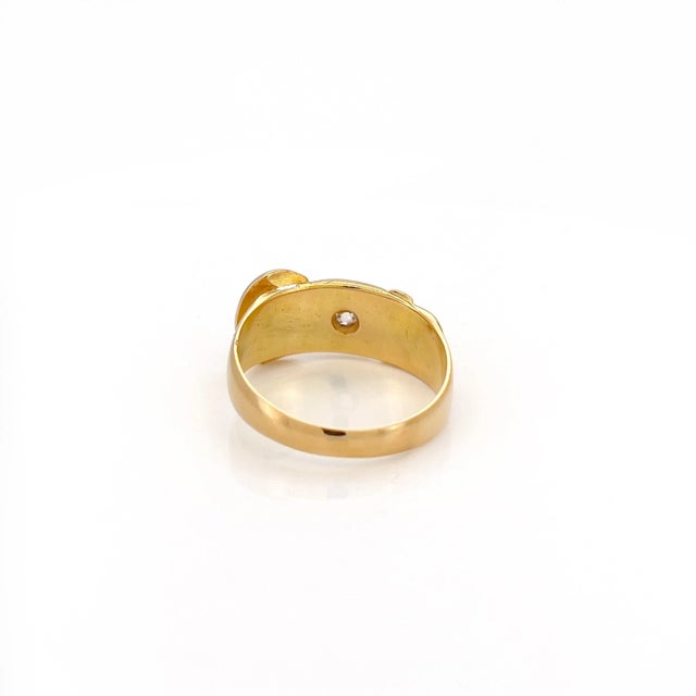 Late 19th Century Victorian 18k Old Mine Cut Diamond Buckle Ring, Size 6.75, Chester 1897 For Sale In Los Angeles - Image 6 of 7