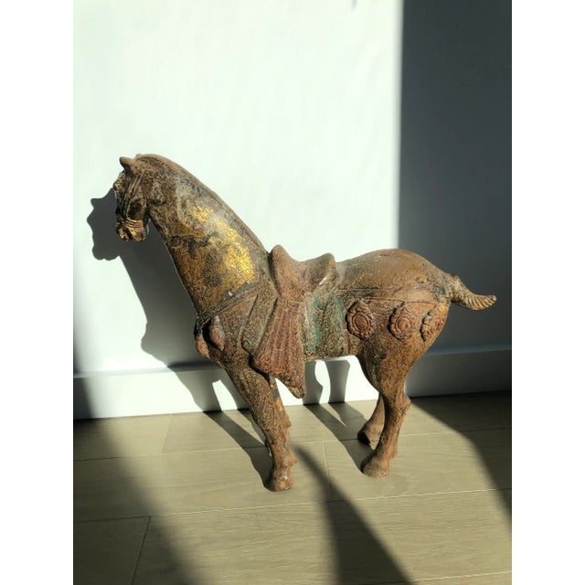 Late 19th Century Chinese Imperial Tang Dynasty Cast Iron Horse Statue For Sale - Image 4 of 8