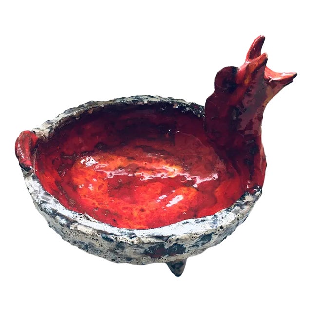 Mid-Century Art Ceramic Mystical Figural Dish, Belgium, 1960s For Sale