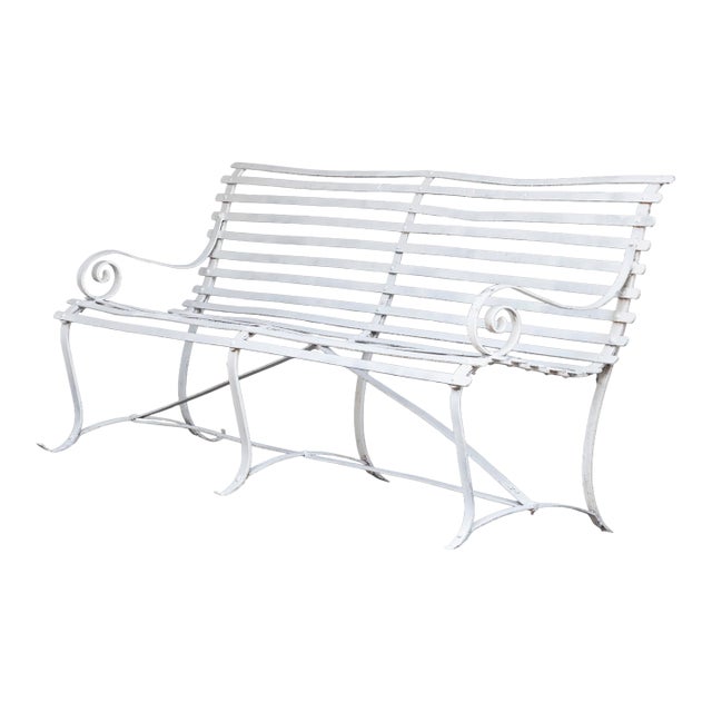 Antique Zinc Strap/Iron Garden Bench For Sale