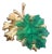 Vintage Signed Napier Goldtone Over Sterling & Green Glass Leaves Brooch For Sale