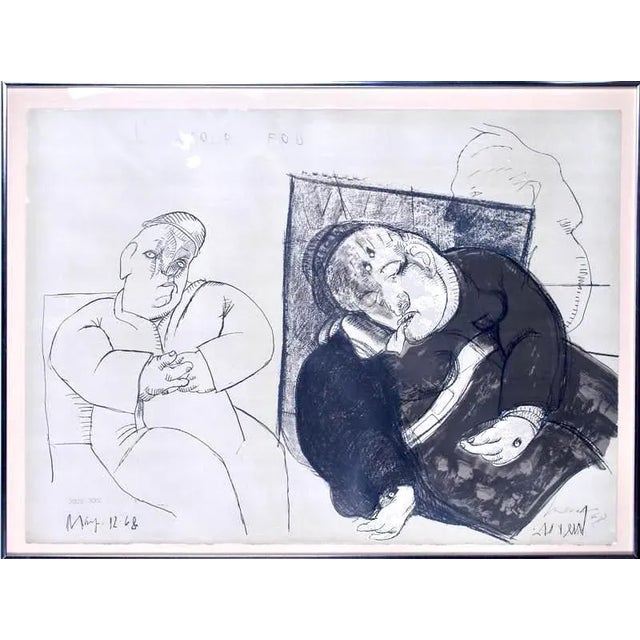 Mexican José Luis Cuevas 1968 Color Lithograph "Crime by Cuevas' 'Amour Fou' For Sale - Image 3 of 4