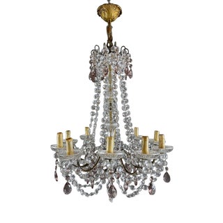 20th Century Louis XV Crystal and Bronze Chandelier with Pendants For Sale