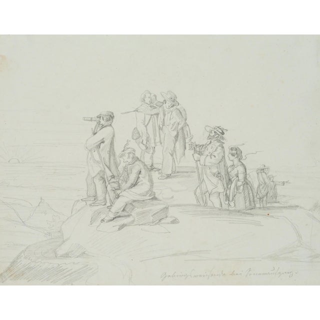 I. Ritschel, Mountain Traveler at Sunrise, 1820, Pencil For Sale - Image 5 of 5
