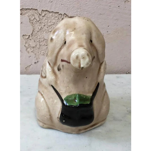1900 Antique Orchies Majolica Pig Money Bank For Sale In Austin - Image 6 of 6